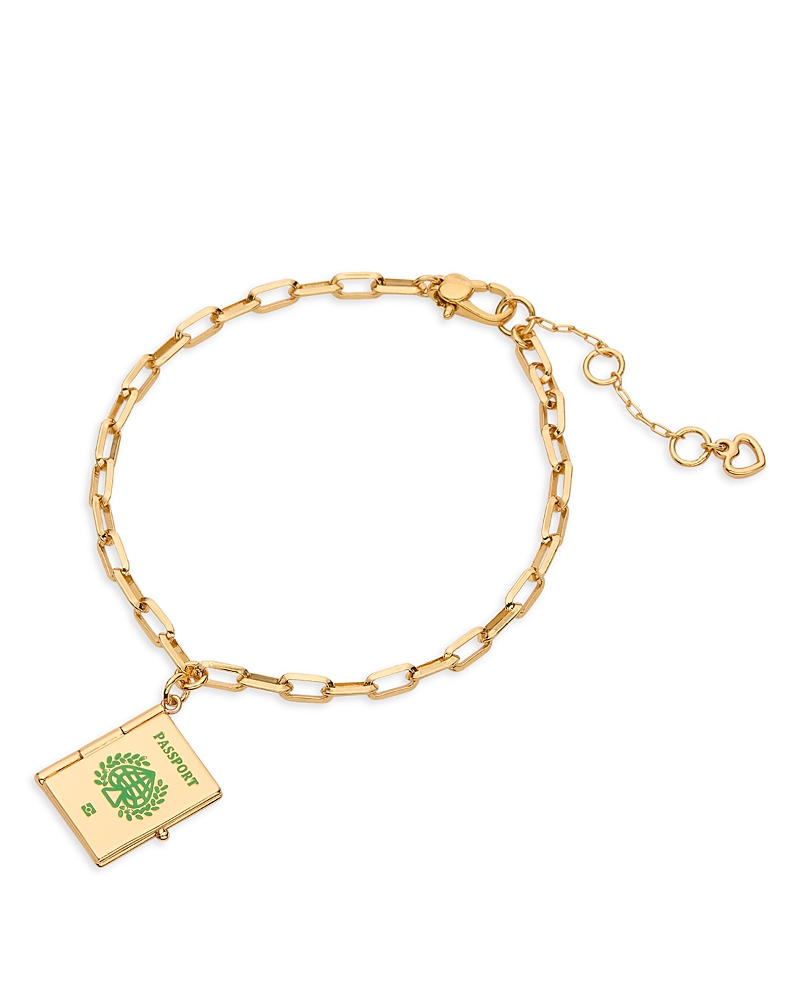 Kate Spade Gold-tone Out Of Office Passport Charm Bracelet In Gold