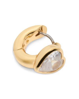 Keep Sparkling Stone Heart Huggie Hoop Earrings in Gold Tone