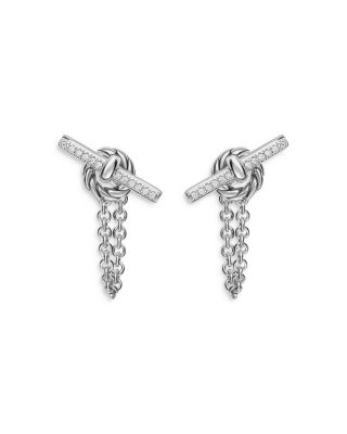 DY Mercer Petite Toggle Stud Earrings in Sterling Silver with Diamonds, 38.2mm