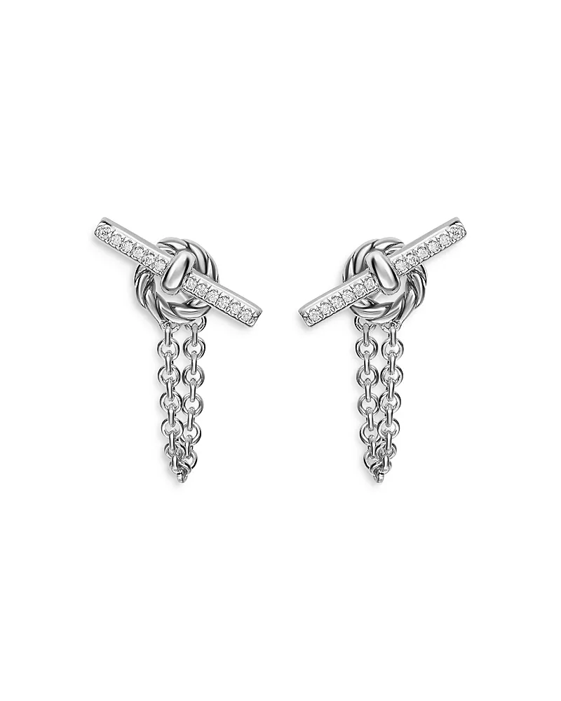 Dy Mercer Petite Toggle Stud Earrings in Sterling Silver with Diamonds, 38.2mm