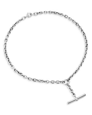 Mercer Petite Toggle Chain Necklace in Sterling Silver with Diamonds, 4.5mm