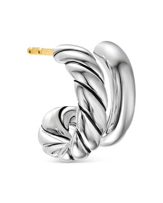 DY Mercer Double Hoop Huggie Earrings in Sterling Silver, 7.8mm