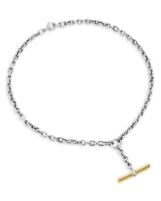 Mercer Petite Toggle Chain Necklace in Sterling Silver and 18K Yellow Gold with Diamonds, 4.5mm