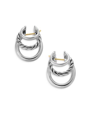 DY Mercer Three Row Hoop Earrings in Sterling Silver, 21mm