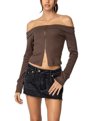 Edikted - Clarissa Fold Over Ribbed Top