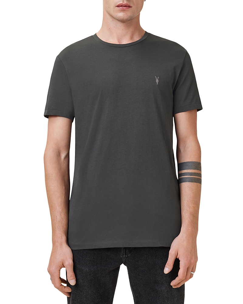 Allsaints Tonic Crew Neck Slim Ramskull T-shirt In Carter Grey