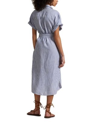 Striped Linen Short Sleeve Shirtdress