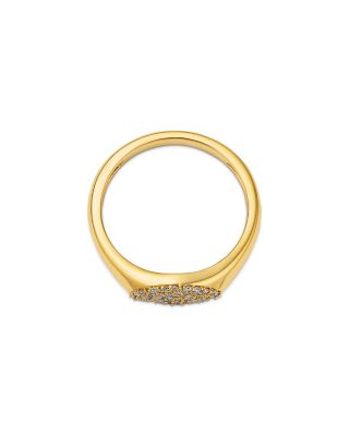 Diamond Pav&amp;eacute; Pinky Ring in 14K Yellow Gold, 0.10 tcw