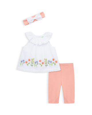 Little Me - Girls' Floral Border Top, Leggings & Headband Set - Baby