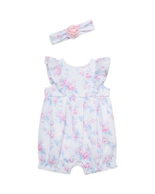 Little Me - Girls' Roses Romper & Headband Set - Baby