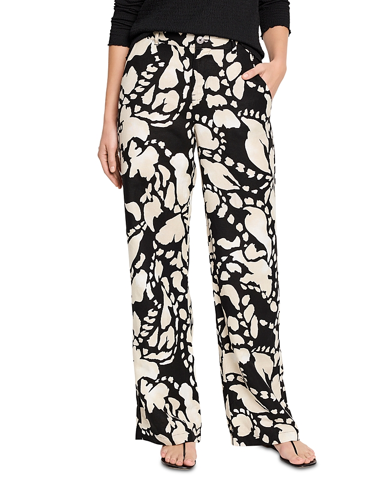 Nic + Zoe Nic+zoe Evening Petal Wide Leg Linen Blend Pants In Black Multi