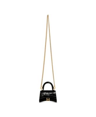 Hourglass Mini Handbag with Chain Crocodile Embossed