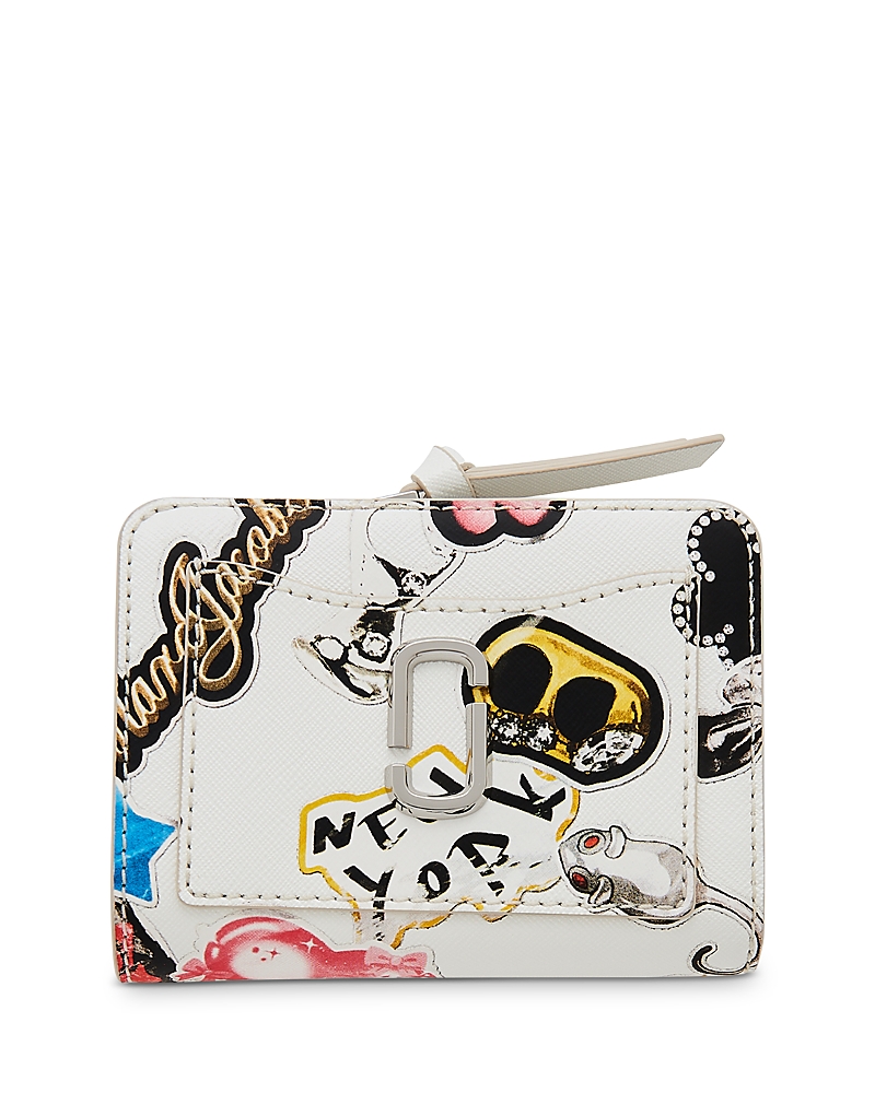 Shop Marc Jacobs The Sticker Utility Snapshot Mini Compact Wallet In White Multi