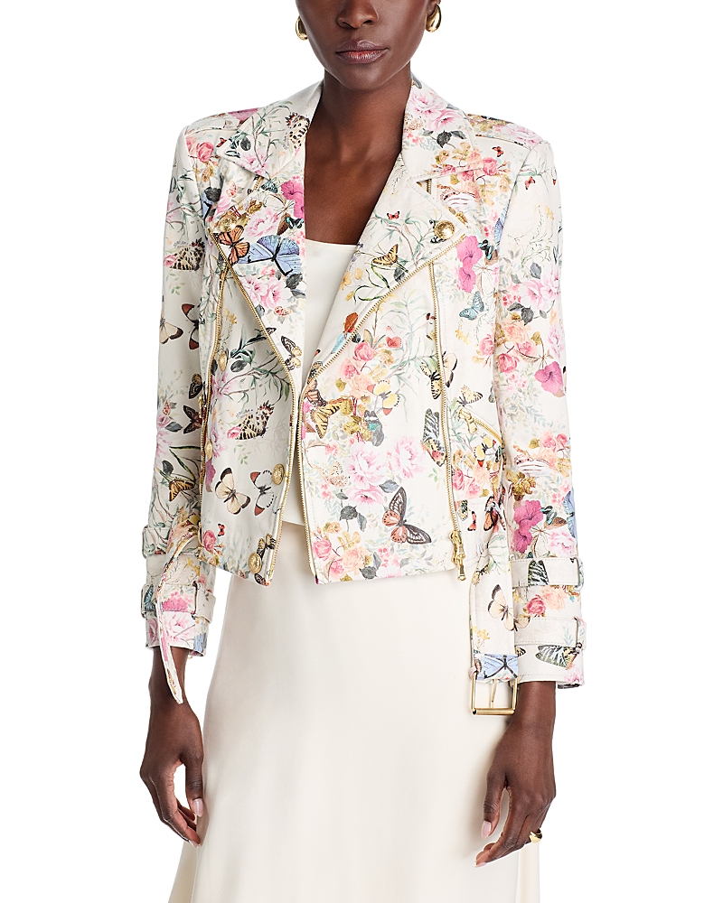 L AGENCE L'AGENCE BILLIE PRINTED BELTED LEATHER JACKET