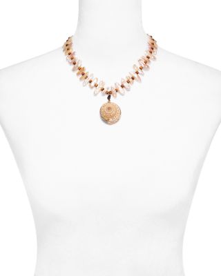 Shell & Cultured Freshwater Pearl Pendant Necklace in Gold Tone, 14"-17" - Exclusive