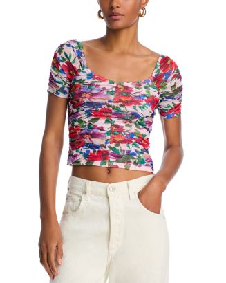 Plus Deep Aqua Floral Embroidered Top