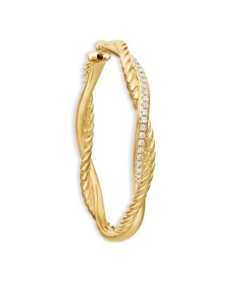 18K Yellow Gold Petite Infinity Hoop Earrings with Pav&eacute; Diamonds