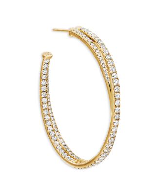 18K Yellow Gold Diamond Crossover Hoop Earrings