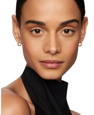 Pav&eacute; Huggie Hoop Earrings in 18K Yellow Gold with Diamonds, 13mm