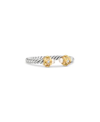 Renaissance Ring in Sterling Silver with 14K Yellow Gold, Pearls & Diamonds, 2.3mm