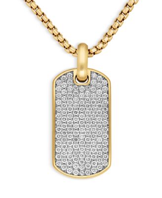 Men's Rhodium-Plated & 18K Yellow Gold Chevron Diamond Tag Pendant 