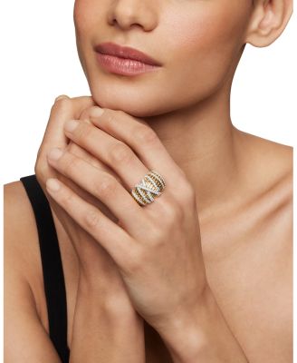 18K Yellow Gold Helena Dome Ring with Diamonds