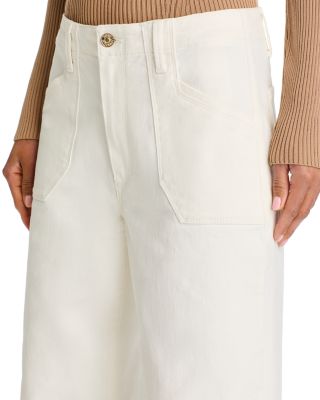 Anessa High Rise Wide Leg Ankle Jeans in Tonal Ecru