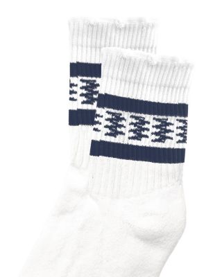 Frayed Edge Striped Crew Socks