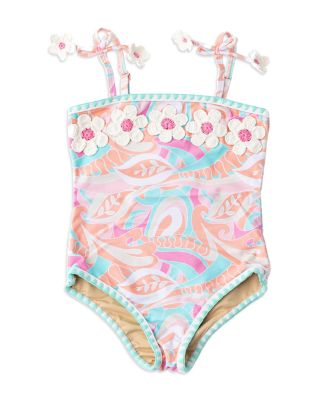 Shade Critters - Girls' Tutti Fruity Daisy Crochet Pom Pom Swimsuit - Little Kid, Big Kid