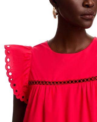 Eyelet Trim Mini Shift Dress