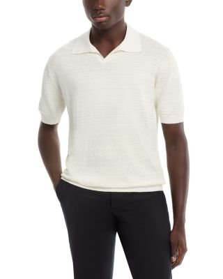 Striped Johnny Collar Knit Polo