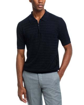 Chevron Stitch Quarter Zip Polo Sweater