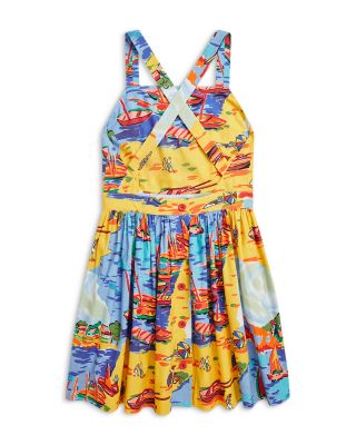 Girls' Riviera-Print Cotton Dress - Little Kid, Big Kid