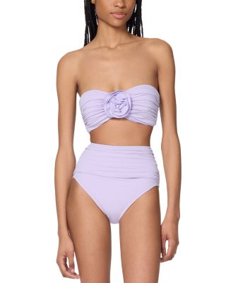 kate spade new york - Rosette Bandeau Bra Bikini Top & Shirred High Bottom