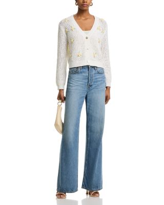 Open Stitch Rosette Cardigan Sweater - Exclusive