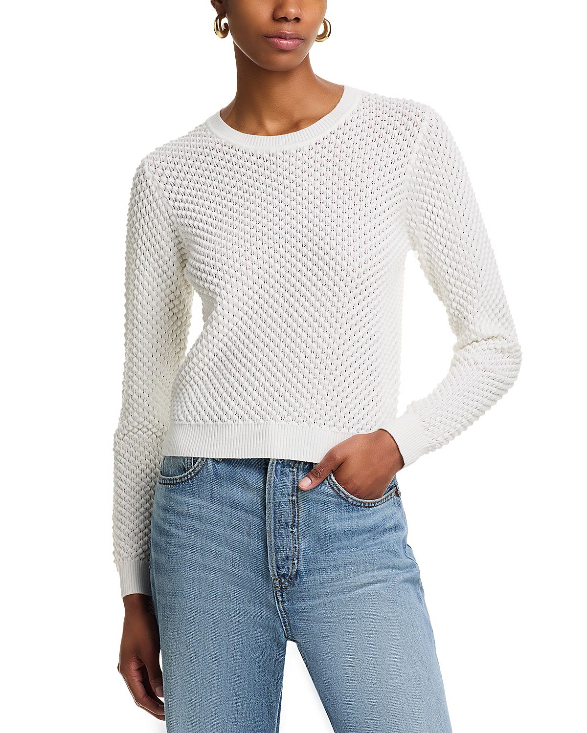 Aqua Long Sleeve Popcorn Stitch Sweater - Exclusive