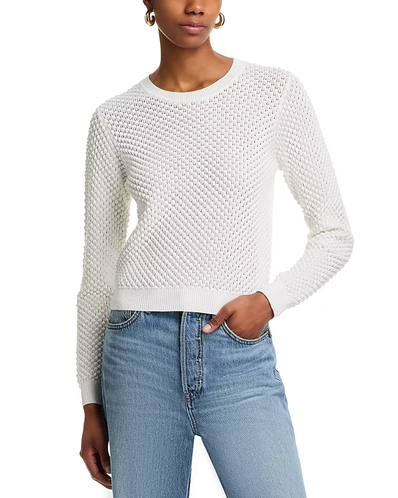 Aqua Long Sleeve Popcorn Stitch Sweater - Exclusive