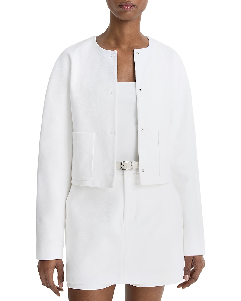Vince Italian Cotton Collarless Jacket In Optic White In Optic White