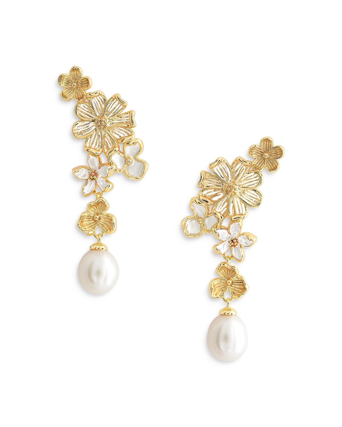 Bloom Cultured Freshwater Pearl Drop Earrings in 18K Gold Plated - Exclusive