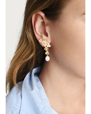 Bloom Cultured Freshwater Pearl Drop Earrings in 18K Gold Plated - Exclusive