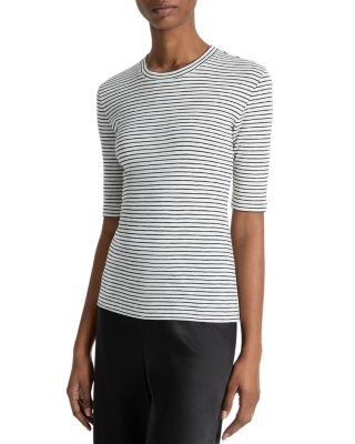 Striped Elbow Sleeve Crewneck Tee