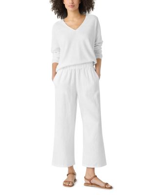 Linen Cropped Wide Leg Pants