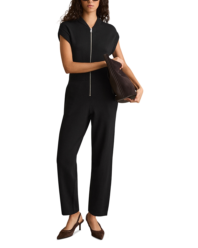 Shop Reiss Nellie Knitted Zip Jumpsuit In Black