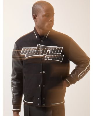 McLaren Circuit Leather Sleeve Wool Bomber Jacket