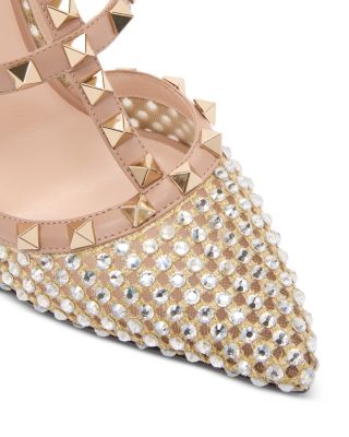 Women&#39;s Rockstud Mesh Pumps