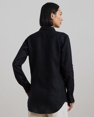 Linen Long Sleeve Collared Button Down Shirt, Regular & Petite