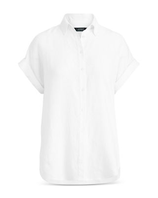 Linen Dolman Sleeve Button Down Shirt, Regular & Petite