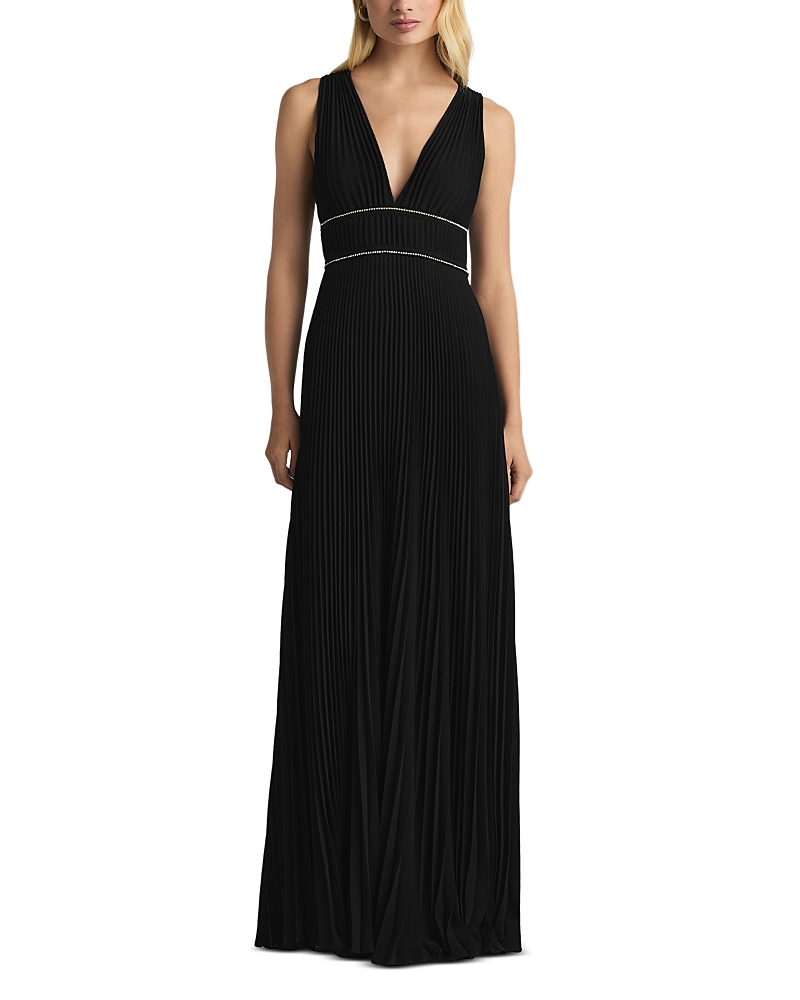 St. John V Neck Pleated Gown