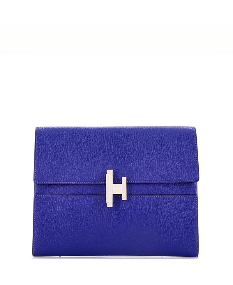 Pre-owned Pre-owned Hermes Hermes Cinhetic Clutch Chevre Mysore In Blue