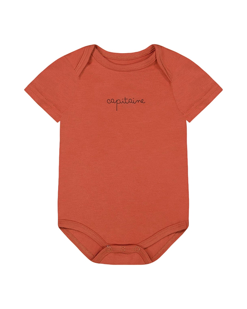 Deux Par Deux Boys' Organic Cotton Onesie - Baby In Terracotta